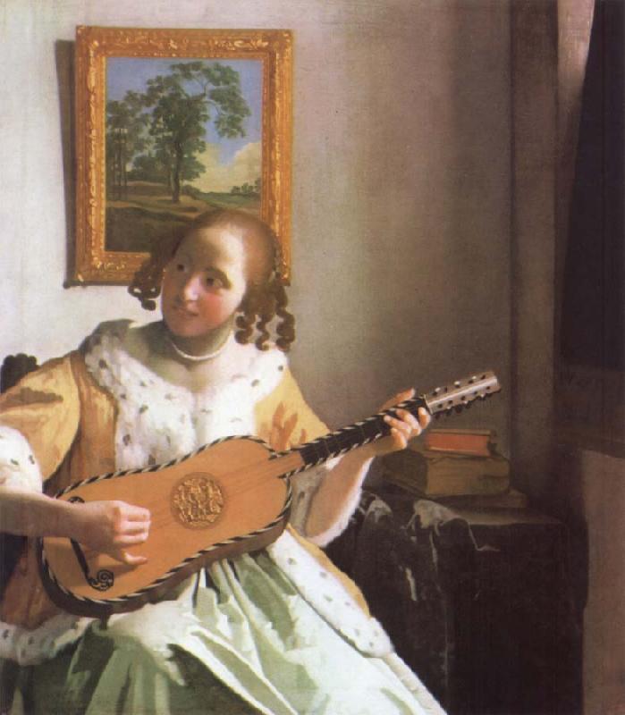 Jan Vermeer Woman is playing Guitar Sweden oil painting art